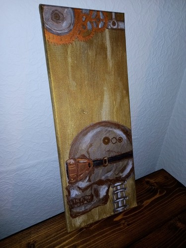 Steampunk skull painting - skull,