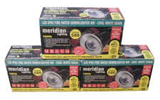 Meridian LED Fire Rated Downlight 9W Cool White 5500K IP65 Chrome Dimmable x3