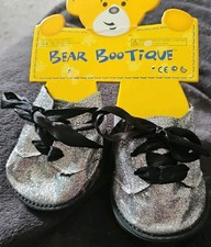 Sparkly Silver Build A Bear Boots With Black   Laces.