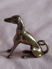 GREYHOUND MINIATURE ART DECO BRASS DESK PAPERBACK FIGURE IN NICE DETAILED COND.