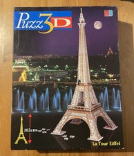 Vintage 1997 MB Eiffel Tower Puzz3D 703 Piece Foam Backed 3D Jigsaw Puzzle