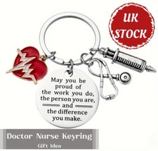 Doctor Nurse Key Chain Injections Stethoscope Key Ring Keyring Fun Tag Gift Idea