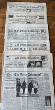 Vintage  Daily Telegraph newspapers x 6, early reproduction copies, all inc
