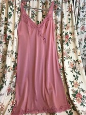 ST MICHAEL (M&S) 36” DUSKY PINK MAUVE PETTICOAT FULLSLIP GLOSSY VINTAGE LINGERIE
