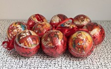 80s 90s Vintage Paper Mache Decoupage Baubles Christmas Xmas Tree Decorations