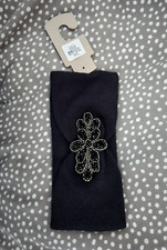 Primark Black Embellished Knit Headband Headwrap Women Ladies Teen Girls Winter
