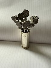 Set Of 8 Mixed Metal Olive Picks And Holder Butterfly Flower