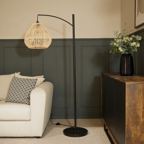 Black metal curve floor lamp - metal,