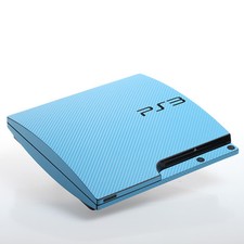 Light Blue Carbon PS3 slim Textured Skins -Full Body Wrap- decal sticker cover 