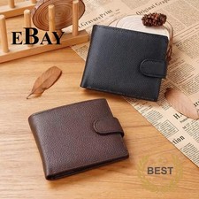 Mens RFID Blocking Genuine Leather wallet , Men Wallet with Snap Button