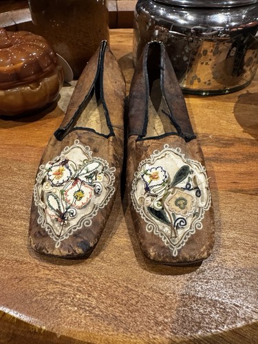 Antique embroidered shoes - embroidered,