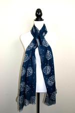 Dark Blue Skulls Scarf Floral
