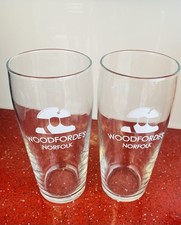 2x Woodforde's Norfolk Brewery Pint Glasses  Wherry design Brand New Free Postag