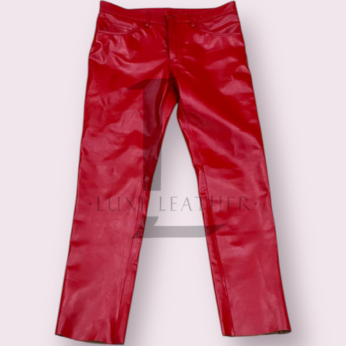 Lgbt men red leather pant - men,