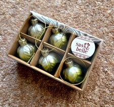 Sass & Belle Christmas Brussels Sprout Baubles Set Of 6 Xmas Ornaments BNIB