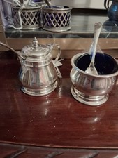 6 Mustard Pots  And Spoons