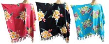 FLORAL KAFTAN/PONCHO, tunic top beach wear, one size, fits large plus size new