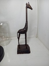 Vintage  Brass /metal Tall Dark Brown Glossy Finish Giraffe Sculpture 33cm