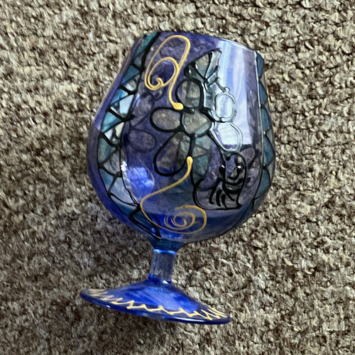 Blue glass wine - wine,