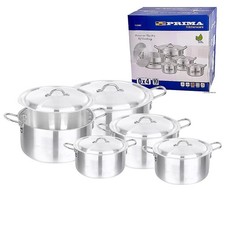 ALUMINIUM 10PC CASSEROLE STOCKPOT COOKING PAN SAUCEPAN SET LID COOKWARE KITCHEN
