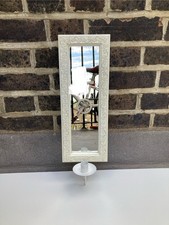 Wall Mounted Mirrored Candle Holder Sconce with mounting hook cream colour Used