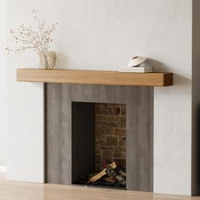 Solid Oak Beam Fireplace Mantle Mantel Shelf with Pine Brackets Rustic Character