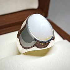 Natural Ethiopian Fire White Opal Ring, Sterling Silver Ring AAA Quality Opal