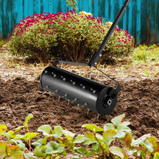 Heavy Duty Rolling Aerator Lawn Tool w/ 130cm Detachable Handle-Black