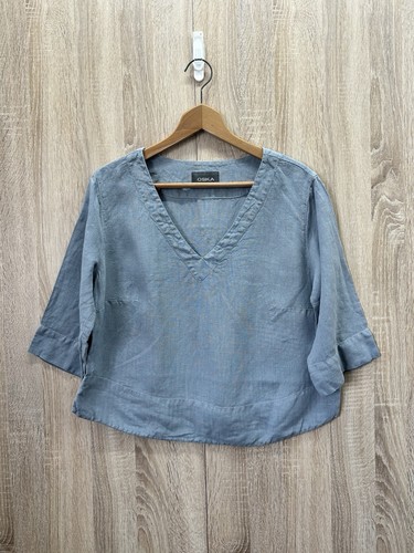 Oska 100 linen blue - 100%, neck