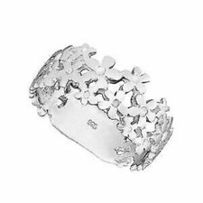  925 Solid Sterling  Silver Daisy Chain Flower Band Ring Sizes G-Z /20 Sizes