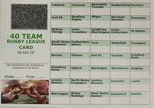 10 x 40 Team Rugby League scratch cards A6 FULL COLOUR FUNDRAISING IDEAS CHARITY