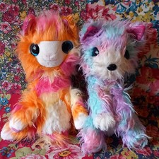 2 SCRUFF-A-LUVS 9" LLAMA & CAT ORANGE & PINK BLUE SOFT TOY PLUSH WORLDS APART