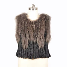 Women's stylish new arrival raccoon/rabbit fur warm short gilet