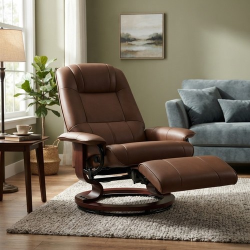 Brown faux leather swivel - faux,