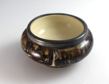 Antique James MacIntyre English Marble Agate Glazed Pewter Mounted Salt, 1878