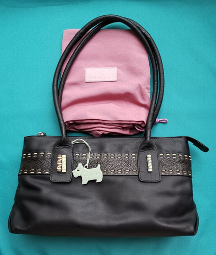 Radley black leather hand bag - black,