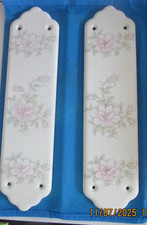 Pair of Vintage Ceramic Finger Plates – 30cm Floral Design – Pink Magnolia