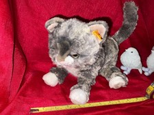 Steiff 099335 Kitty Cat Grey Plush Kitten soft fluffy collectable toy plushy