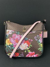 River Island Brown Floral Monogram Structured Messenger Crossbody Bag PT