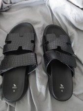 BNWOT LADIES SAINSBURY'S TU BLACK SYNTHETIC SANDALS SIZE 6