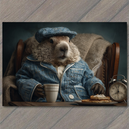 Art print cozy groundhog - print,