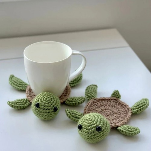 Crochet tortoise coasters - tortoise, for