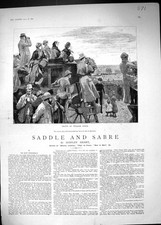 Old 1887 Story Illustration Saddle Sabre Horse Racing Spectators Smar Victorian
