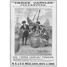 W.D & H.O WILLS Three Castles Cigarettes Victorian Advertisement 1896