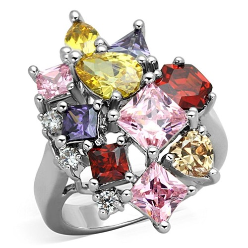 Multicoloured ring various cut - multicoloured,