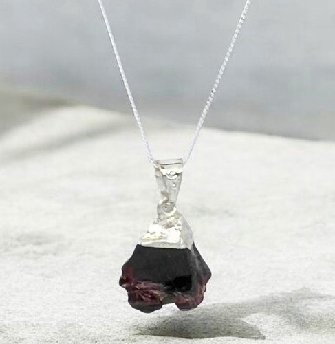 Garnet pendant raw genuine - garnet,