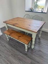 Rustic Shabby Chic Dining Table and Bench 6 seater 4 foot x 3 foot