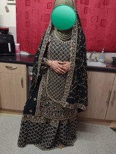 Bottle Green Heavy Lehenga - Size 38 (UK), Gold Embroidery, Wedding/Party Wear