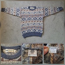 Stewarts Pure New Wool Chunky knit Jumper Made In Scotland Multicoloured Sz M