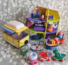 Peppa Pig Bundle Large House Campervan Car Boat Figures Accessories Playset